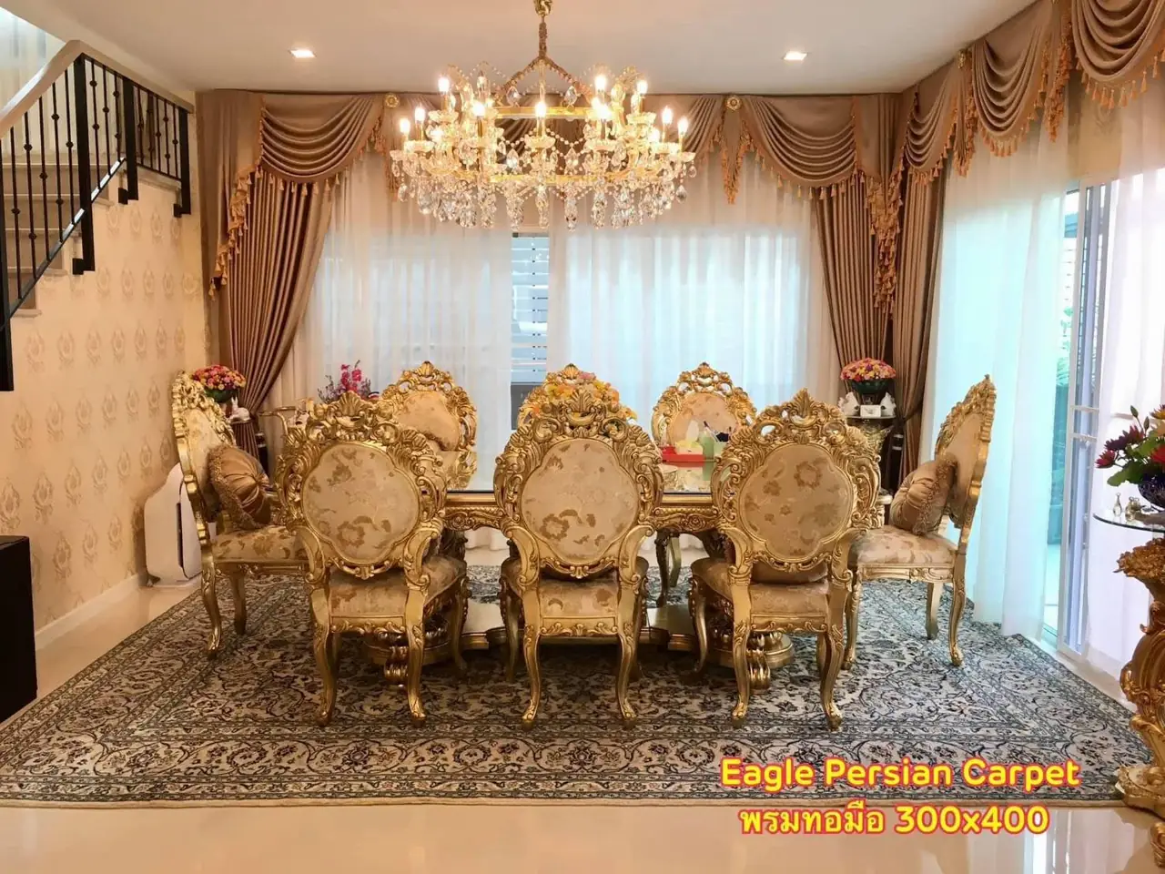 พรมเปอร์เซียทอมือ ขนาด 300 × 400 ซม. ในบ้านลูกค้า Eagle Persian Carpet